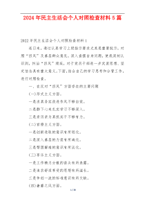 2024年民主生活会个人对照检查材料5篇