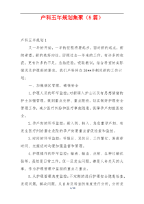 产科五年规划集聚（5篇）