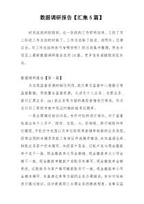 数据调研报告【汇集5篇】