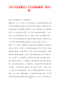 2024年巡视整改个人发言提纲集聚（通用4篇）