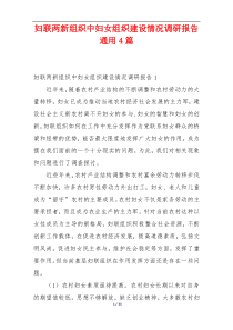 妇联两新组织中妇女组织建设情况调研报告通用4篇