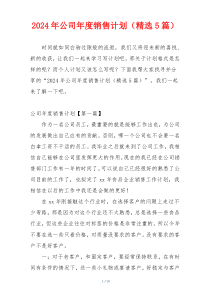 2024年公司年度销售计划（精选5篇）