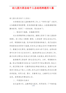 幼儿园大班总结个人总结范例通用5篇