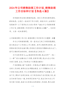 2024年公司销售助理工作计划_销售助理工作目标和计划【热选4篇】