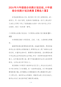 2024年六年级综合实践计划总结_六年级综合实践计划及教案【精选5篇】