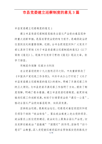 市县党委建立巡察制度的意见3篇