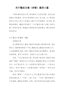 关于整改方案（详情）通用5篇