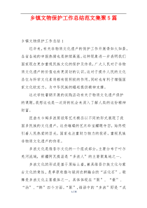 乡镇文物保护工作总结范文集聚5篇