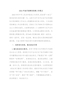 2024年医疗保障局党建工作要点