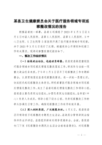 某县卫生健康委员会关于医疗服务领域专项巡察整改情况的报告