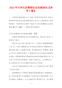 2024年大学生的暑假社会实践报告【参考5篇】