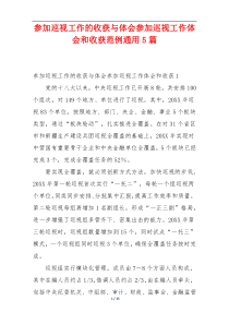 参加巡视工作的收获与体会参加巡视工作体会和收获范例通用5篇