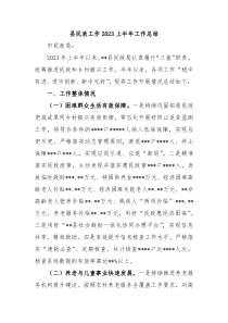 县民政工作2024上半年工作总结