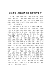 经验做法整合四类资源赋能强村富民