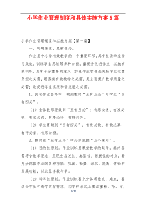 小学作业管理制度和具体实施方案5篇