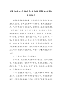 关于村党支部半年工作总结和党史学习教育专题组织生活会检视剖析材料老