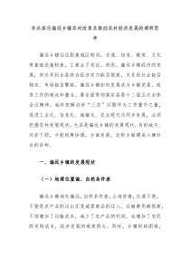有关深化偏远乡镇农村改革及推动农村经济发展的调研思考