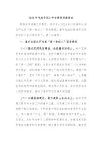 2024年市局书记上半年述责述廉报告