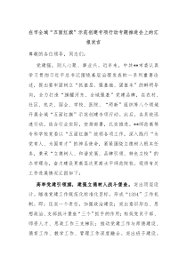 (领导发言)在市全域五面红旗示范创建专项行动专题推进会上的汇报发言
