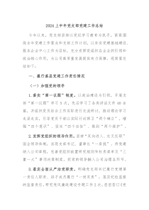 2024上半年党支部党建工作总结