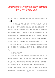 立足新发展阶段贯彻新发展理念构建新发展格局心得体会范文【4篇】