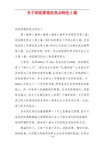 关于班组管理的亮点特色3篇