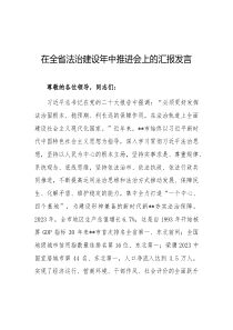 在全省法治建设年中推进会上的汇报发言