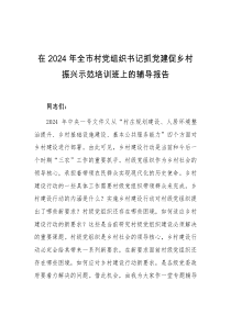 在2024年全市村党组织书记抓党建促乡村振兴示范培训班上的辅导报告
