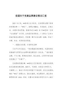 街道关于党建品牌建设情况汇报