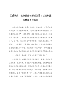 区委常委组织部部长研讨发言以组织振兴赋能乡村振兴