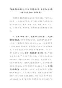 党的基层组织建设三年行动计划交流发言抓实重点任务聚力推动基层党建工作质效提升