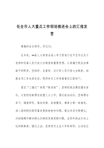 在全市人大重点工作现场推进会上的汇报发言