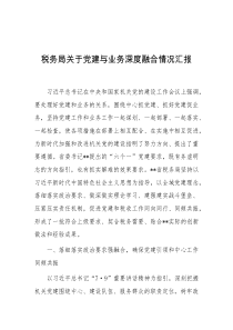 税务局关于党建与业务深度融合情况汇报