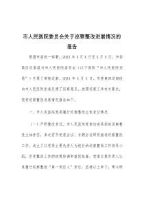市人民医院委员会关于巡察整改进展情况的报告