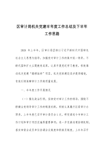 区审计局机关党建半年度工作总结及下半年工作思路