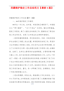 西藏维护稳定工作总结范文【最新4篇】