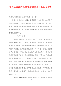 党员先锋模范作用发挥不明显【热选5篇】