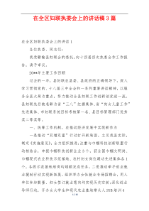 在全区妇联执委会上的讲话稿3篇