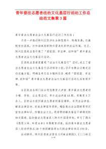青年普法志愿者法治文化基层行活动工作总结范文集聚3篇