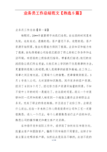 业务员工作总结范文【热选5篇】