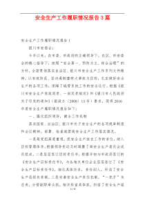 安全生产工作履职情况报告3篇