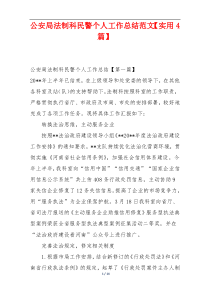 公安局法制科民警个人工作总结范文【实用4篇】