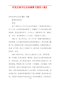 村党支部书记自传集聚【通用5篇】