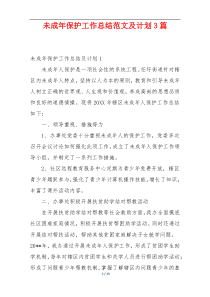 未成年保护工作总结范文及计划3篇