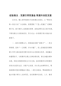经验做法党建引领筑堡垒联建共创促发展