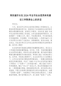 (讲话材料)常务副市长在2024年全市社会信用体系建设工作联席会上的讲话
