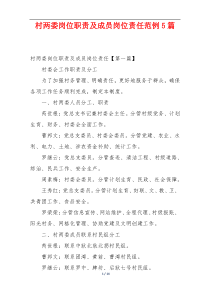 村两委岗位职责及成员岗位责任范例5篇