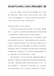 党支部书记双带头人培训心得体会通用4篇