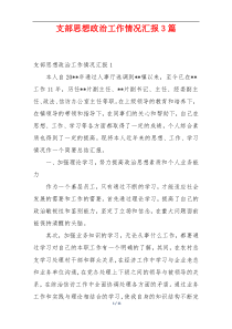 支部思想政治工作情况汇报3篇