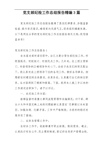 党支部纪检工作总结报告精编3篇